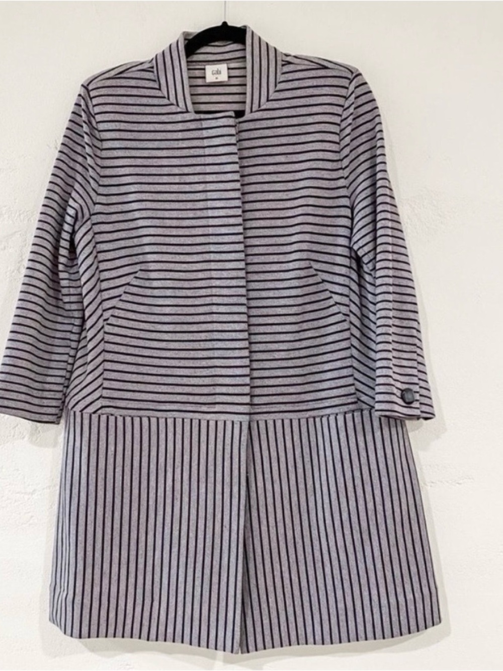 CAbi Gray & Black Striped Button-Front Jacket